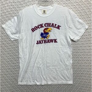 Kansas Jayhawks Rock Chalk Mens Shirts Sz M Comfort White 100%Cotton